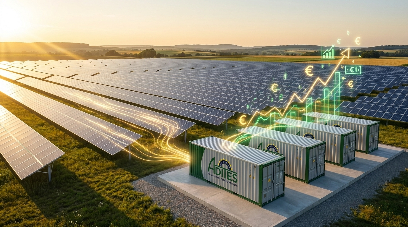 Industrieller Batteriespeicher im Solarpark